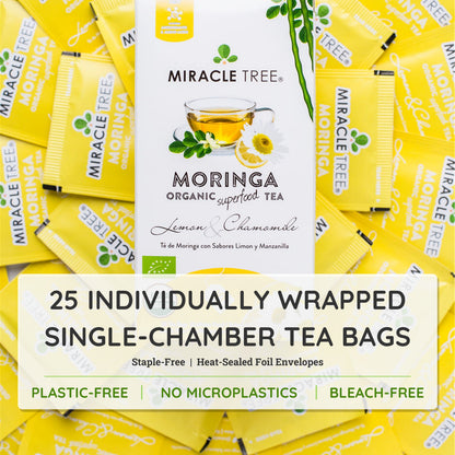 Organic Moringa Tea - Lemon & Chamomile - Caffeine-Free Herbal Tea