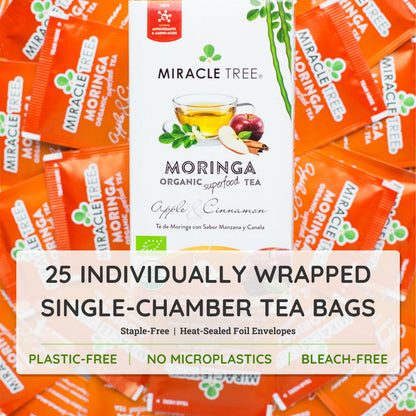 Organic Moringa Tea - Apple & Cinnamon - Caffeine-Free Herbal Tea