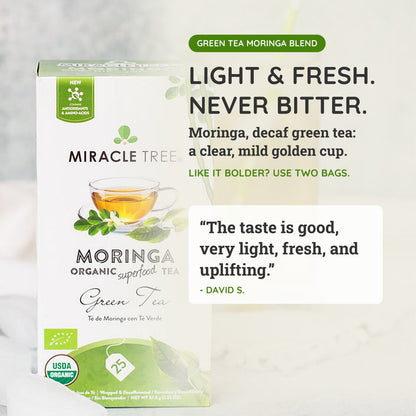 Organic Moringa Tea - Green Tea - Decaffeinated Herbal Tea