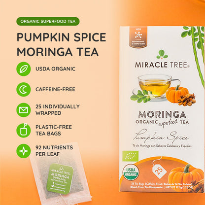 Organic Moringa Tea - Pumpkin Spice - Caffeine-Free Herbal Tea
