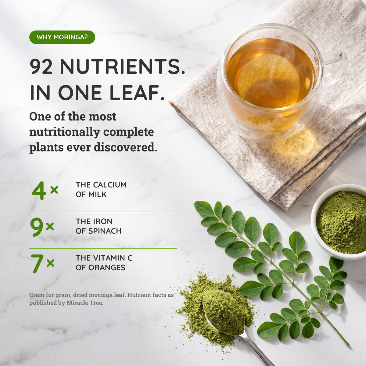 Organic Moringa Tea - Apple & Cinnamon - Caffeine-Free Herbal Tea