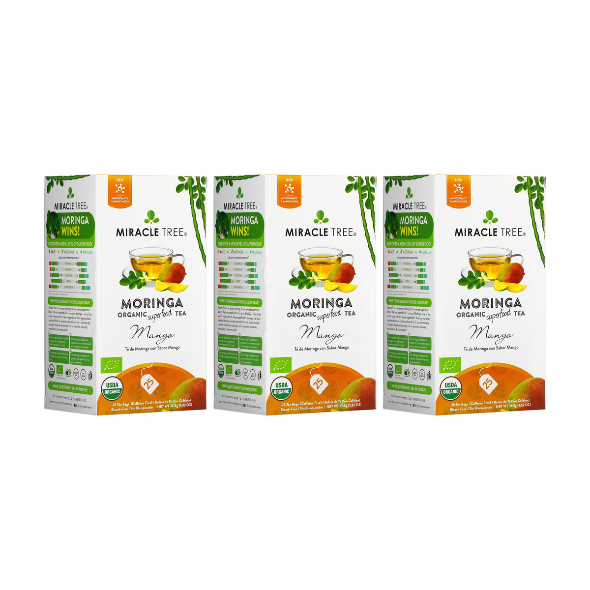 Organic Moringa Tea - Mango - Caffeine-Free Herbal Tea