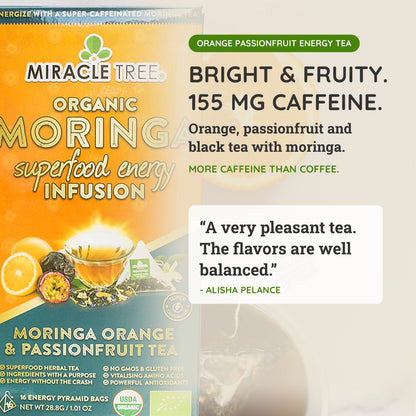 Organic Moringa Energy Tea - Orange Passionfruit - Natural Coffee Alternative