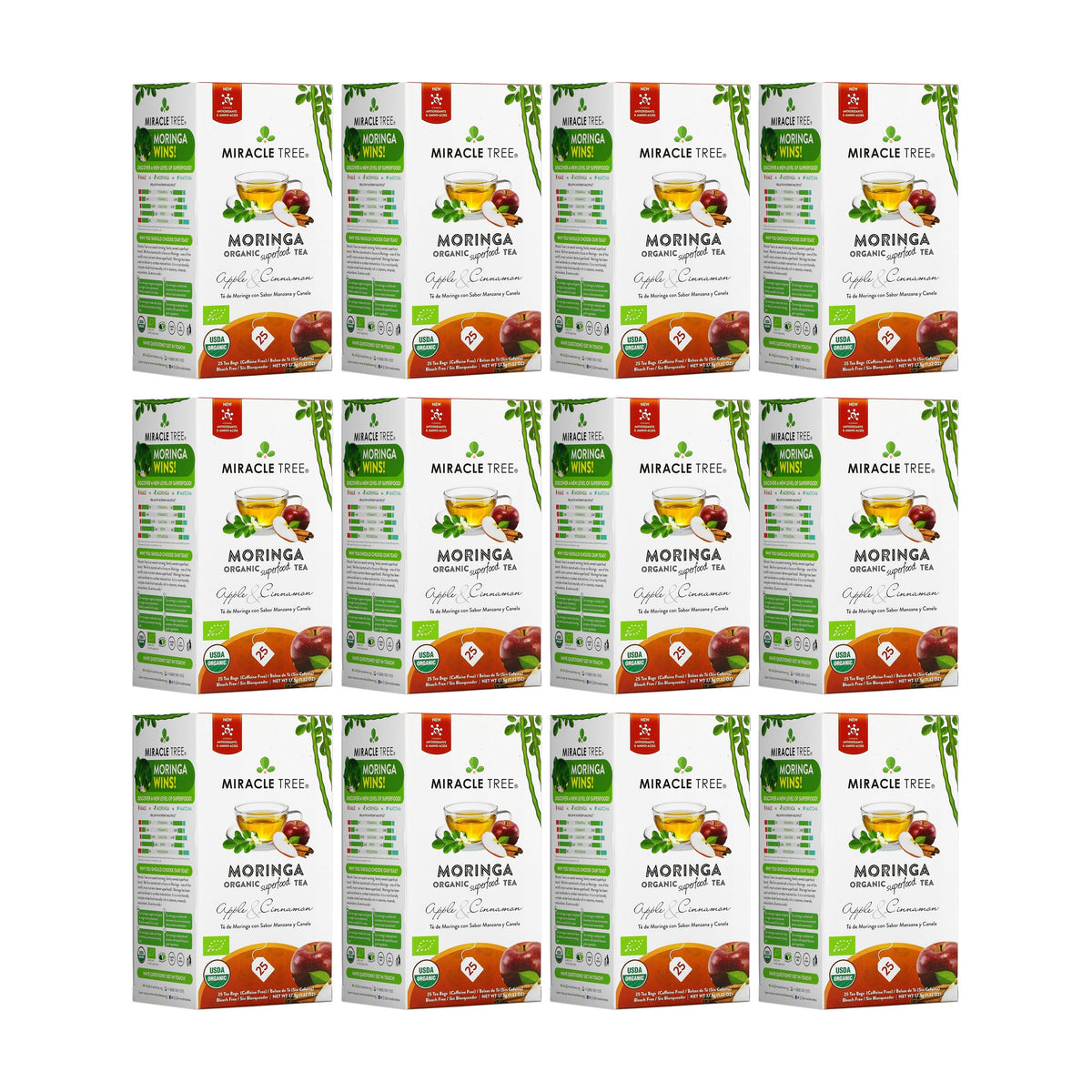 Organic Moringa Tea - Apple & Cinnamon - Caffeine-Free Herbal Tea