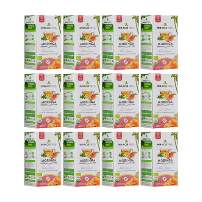 Organic Moringa Tea - Peach & Ginger - Caffeine-Free Herbal Tea