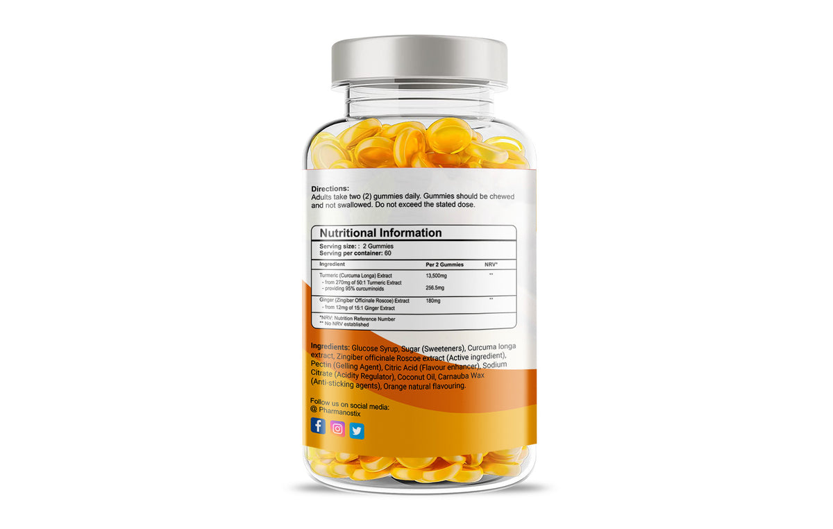 Turmeric Curcumin with Ginger Vegan Gummies - 120 Natural Orange Flavour
